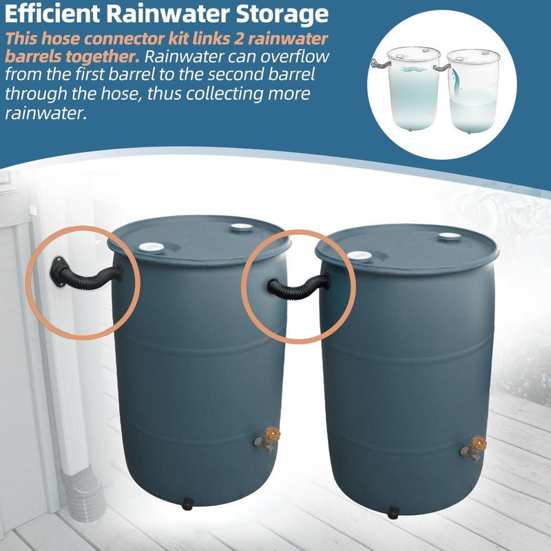 XCWT 1.25" Diameter Rain Barrel Connector Hose Connect Downspout Diverter to Rainwater Barrel or Link 2 Rain Water Barrels to Store More Water for Home Garden Outdoor Chores - Image 3